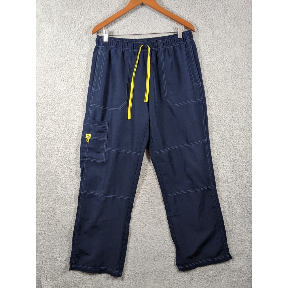 Spread Good Cheer Scrub Pants women XL Navy Blue Cargo Drawstring Waist Workwear
